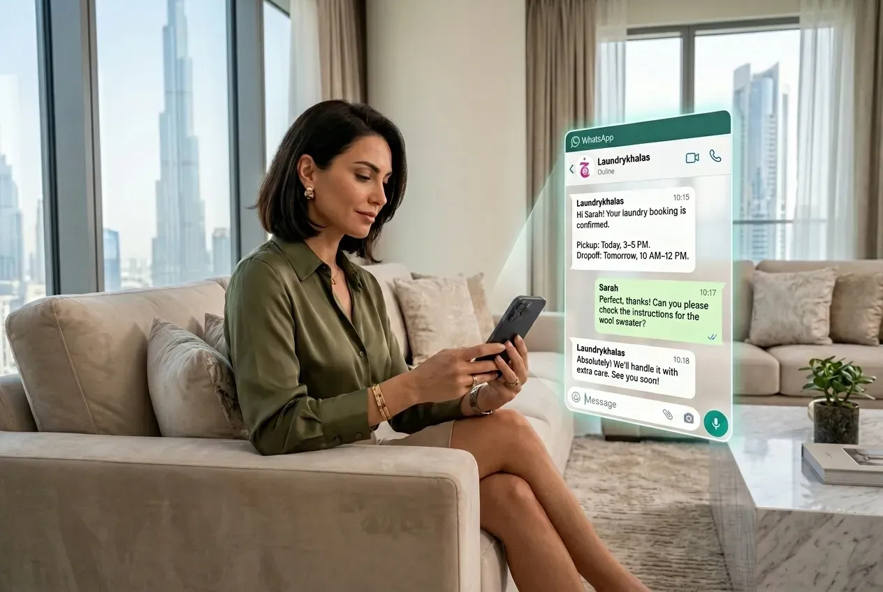 Step 01: WhatsApp Us - Wash And Fold Service